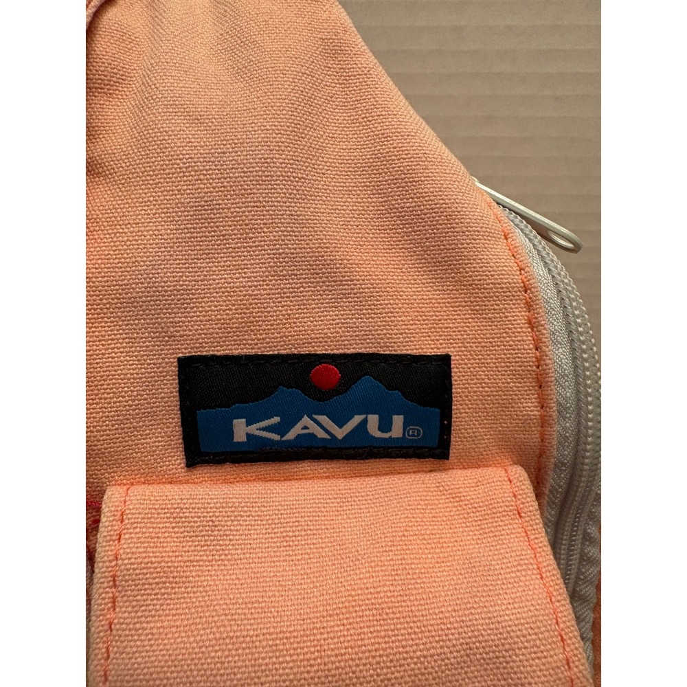 KAVU Rope Bag Peach Coral Cotton Canvas Sling Crossbody Backpack Pink Lining